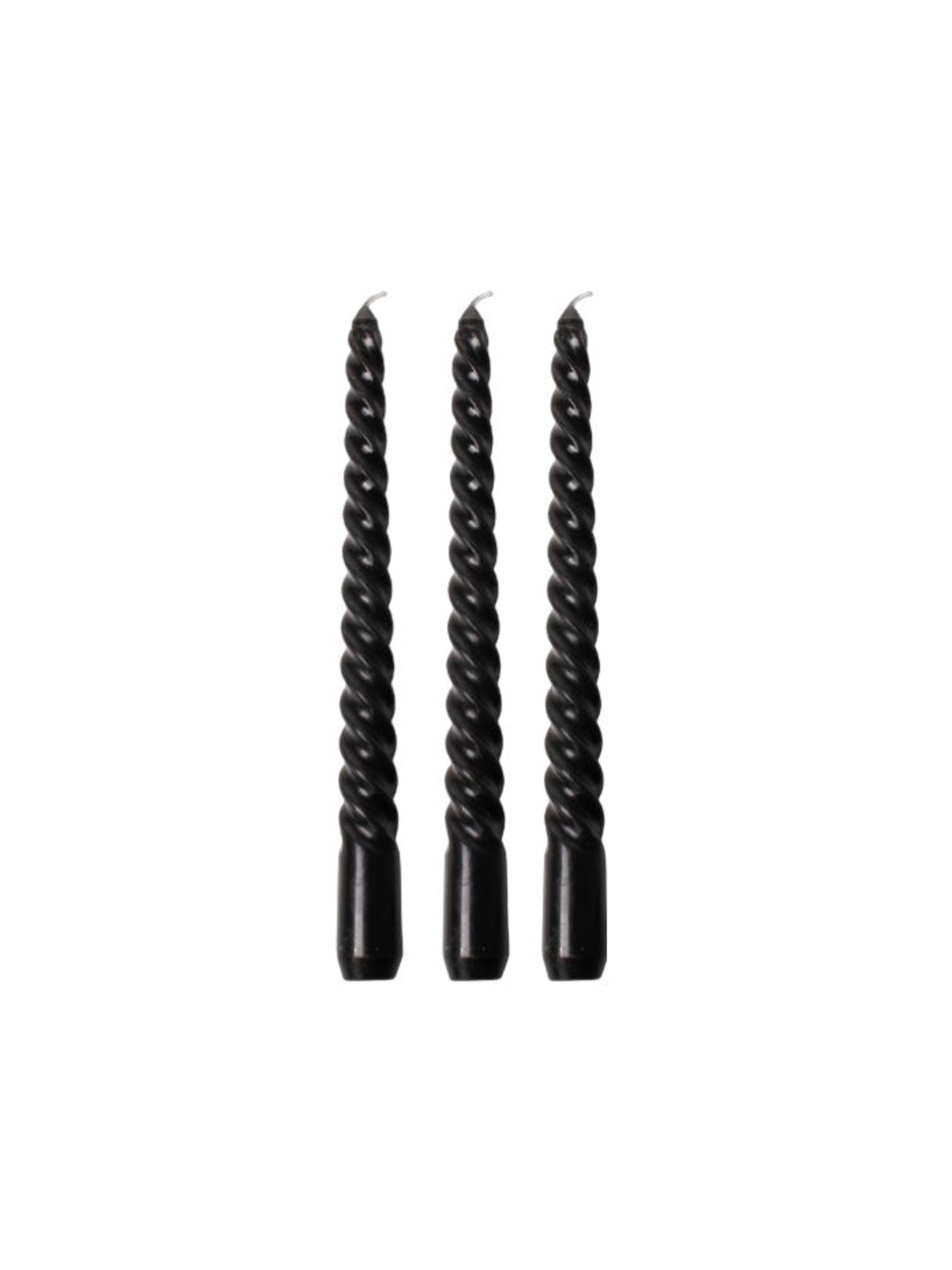 Stabkerze SPIRALE NERO (3er Set / 25 cm)