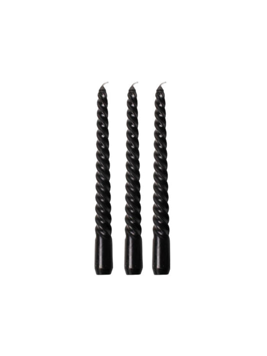 Stabkerze SPIRALE NERO (3er Set / 25 cm)